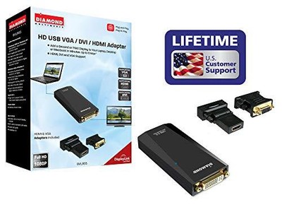 USB/USB-C/TB3 to VGA/DVI/HDMI Video Graphics Adapter up to 1920x1080/1600x120...