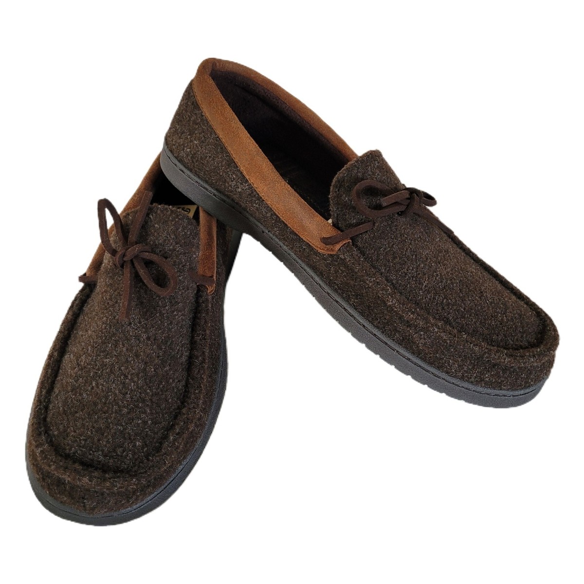 NEW Deluxe By Dearfoams Men's Cushioned Slipper Moccasins Brown Size 11-12