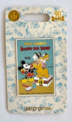 Disney Pluto 90th Anniversary Jumbo Pin LE 2000 Society Dog Show Creased Card