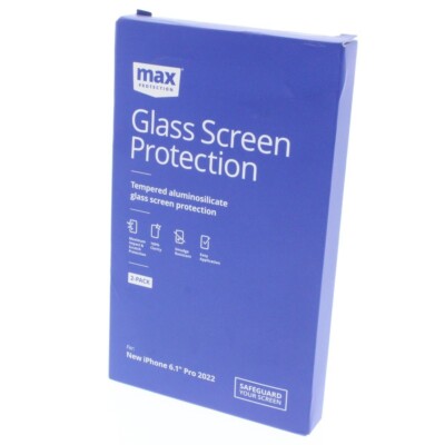 Max Protection Glass Screen Protection Tempered for iPhone 14 Pro (2X Pack) NEW