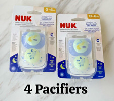 NUK Orthodontic Pacifiers - 0-6 Months - 2 Packs - 4 Total - Blue - Glow In Dark
