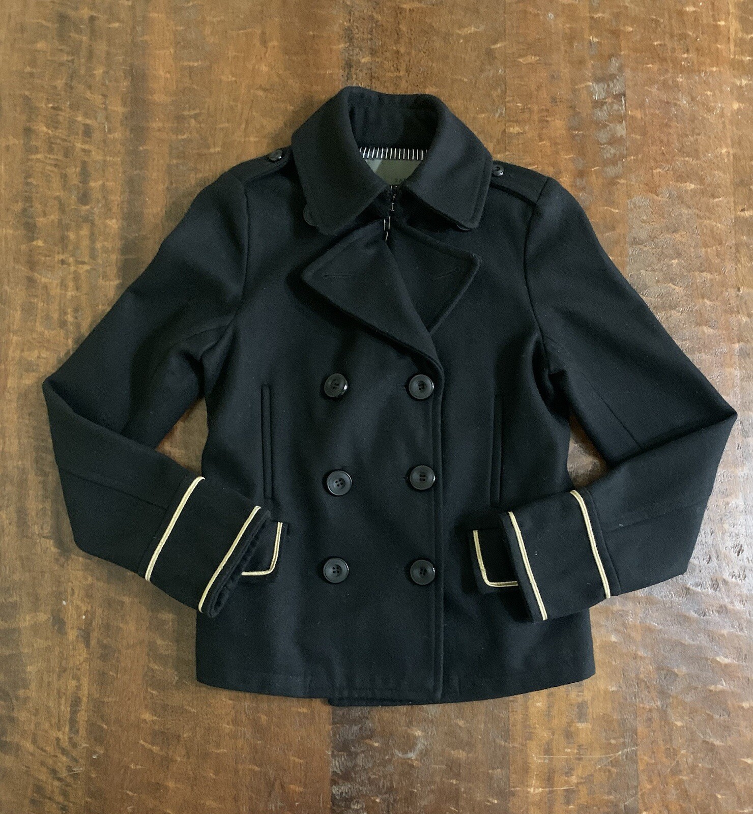 Zara Basic Size Medium Black Cropped Military Sty… - image 6