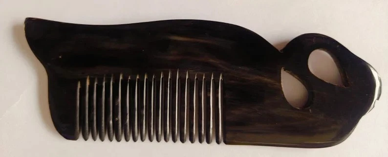 Peine cuerno barba, cuerno de búfalo cuidado del cabello, cabello largo cabeza masaje bienestar sca Foto 4 de 4