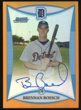 Brennan Boesch 2008 Bowman Chrome Prospects AU Orange /25 Detroit Tigers