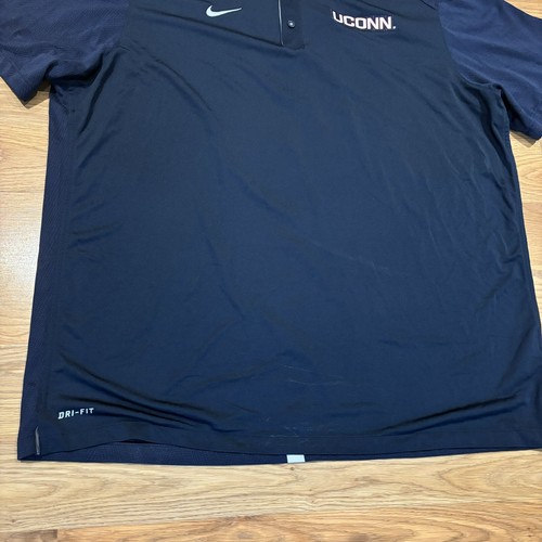 Nike Uconn Huskies Dri Fit Gray Collar Golf Polo Shirt Navy Blue Men’s Size XXL - Picture 5 of 12