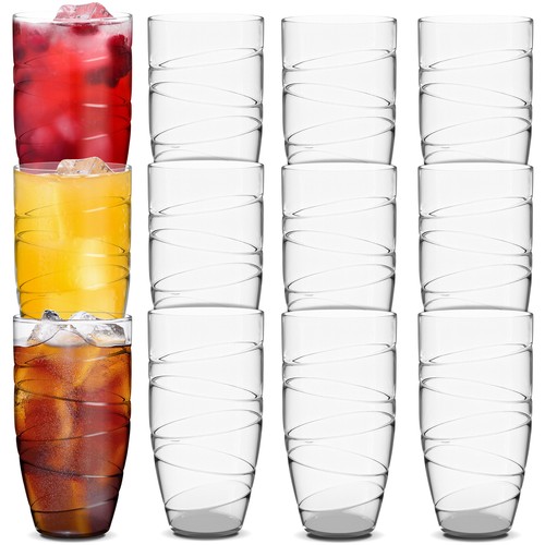 HEFTMAN Kunststoff Acryl Becher Gläser Swirl Design klar 550ml 12er Set - Bild 1 von 7
