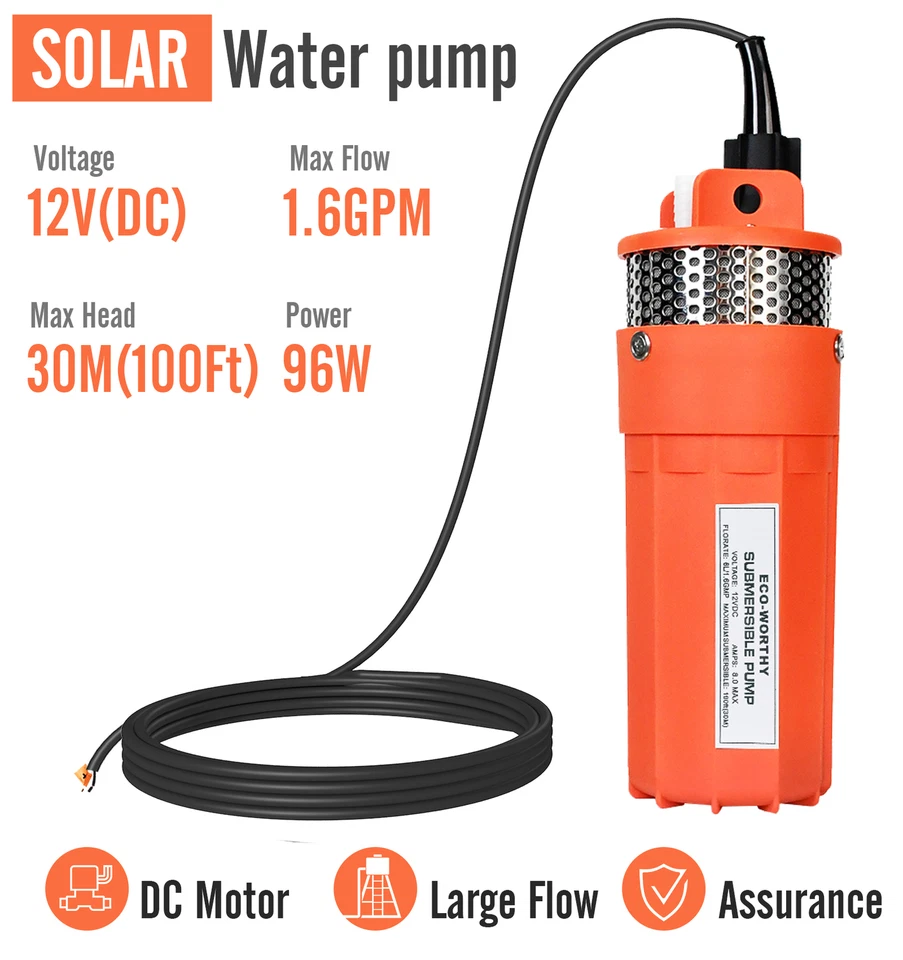 Solar Water Pump Kit -12V DC Submersible Well Water Pump &100W Solar Panel ,Farm - Image 2 of 4