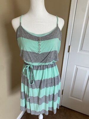 Guess Mint And Grey Striped Mini Dress Size Xl | eBay