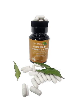 (×2) Elderberry, Vitamin C & D, Zinc, Immune Support Supplements (60) capsules