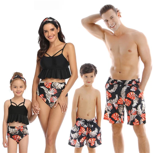 2024 Mom Daughter Swimsuit Family Matching Men Boy Summer Beach Bathing Swimwear - Picture 15 of 19