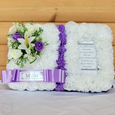 ELITE FLORAL DESIGN Open Book Funeral Tribute Memorial MUM NAN SISTER NANNY GRANDMA or Any Name