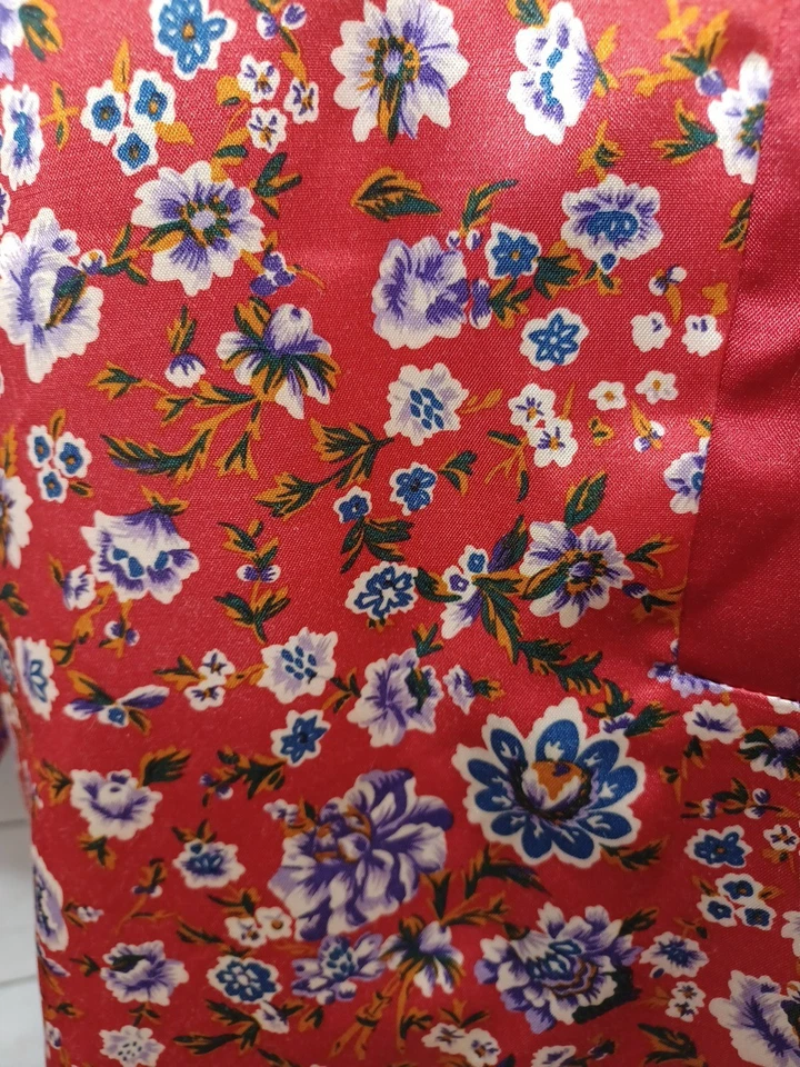 Camisón de Colección Gilligan & O'Malley S Rojo Satén Camisón Floral Manga Larga Foto 3 de 4