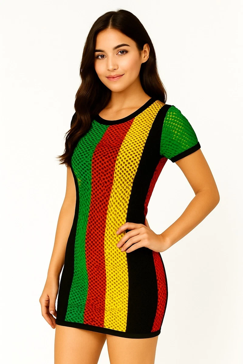 jamaican mesh marina dress Bob Marley Dress Rasta Womens Clothing Uk Women Rasta Jamaican Long Midi Dress  Fishnet Mesh Marina