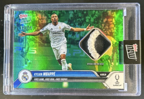 2024 Topps Now UEFA Kylian Mbappe Goal Net Relic Green #/99 Real Madrid