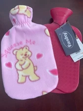 Fashy Red Hot Water Bottle  w/Bear cover for Pain or Keep Warm - 2L - New