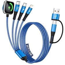 Multi Charging Cable for iPhone Watch Charger with Dual Type 1PCS 5FT 1 Blue 1