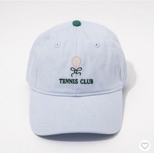 Tennis Club Hat - Frasier Sterling Blue/Green: Cream Cotton Year-Round Adjustabl