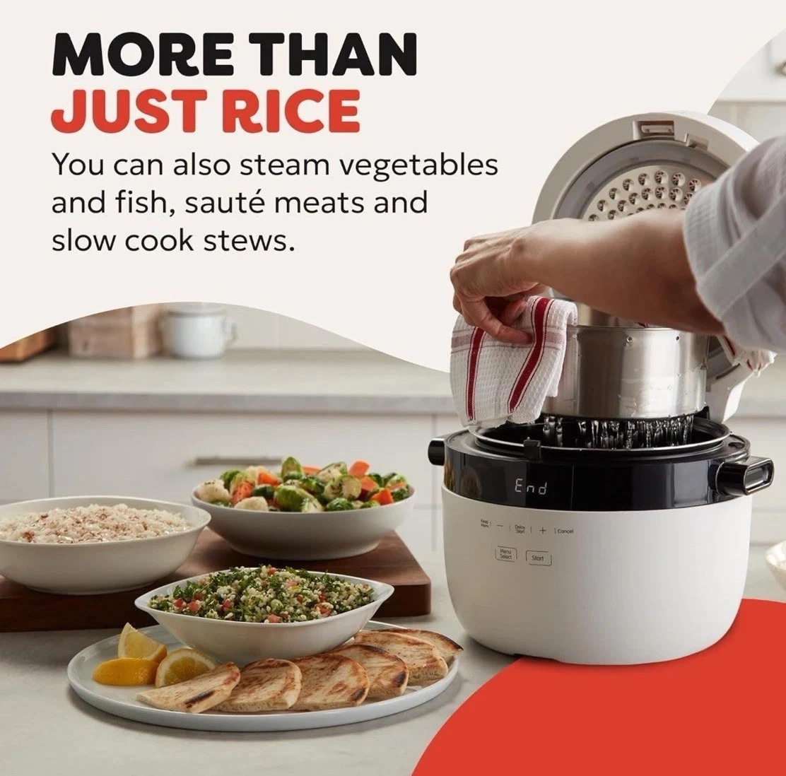 Instant Rice Cooker and Steamer 6 In 1 Automatic Versatile Digital White 12 Cup