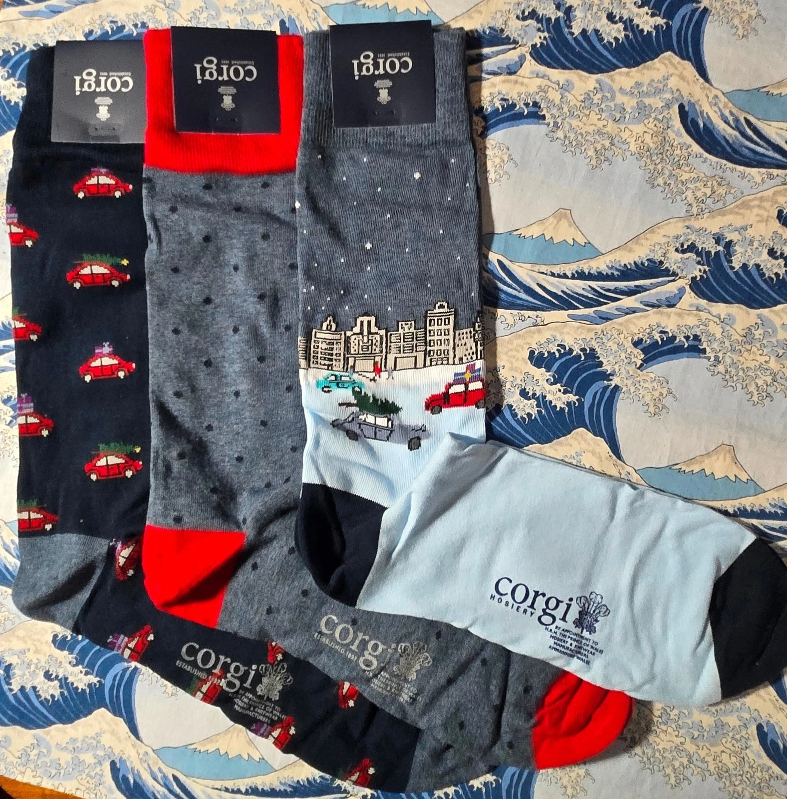 Corgi Mens Cotton 3-Pair Driving Gift Box Large UK 9-11 Made in Wales RRP £58