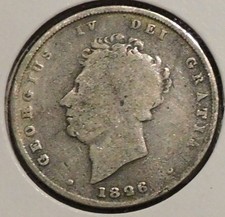 British Silver Shilling - 1826 (Rev roughly cleaned) - King George IV