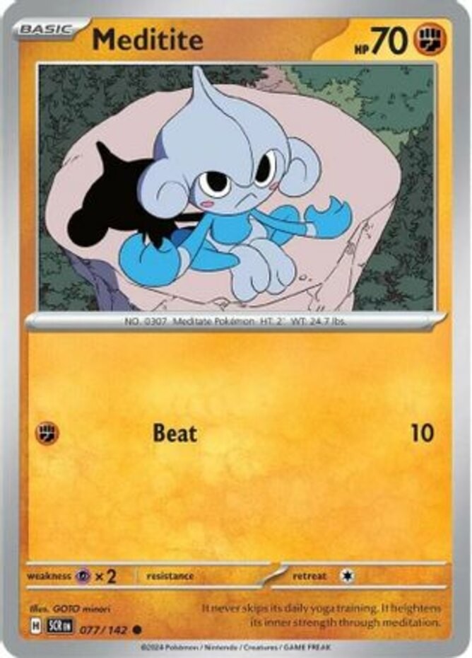 1x (NM) Meditite - 077/142 - Common SV Stellar Crown Pokemon