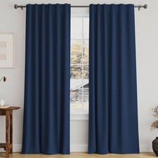 Turquoize Navy Blue Curtains Panels Thermal Insulated Window Drapes for Living R