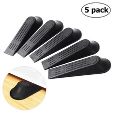 5 X DOOR STOP STOPS STOPPERS WEDGE WEDGES JAM HOME OFFICE - BLACK