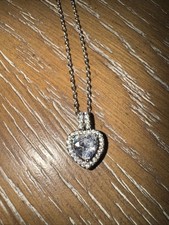 Clear Heart Charm Necklace Made with Swarovski Crystal New Adjustable
