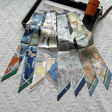 Women Scarf Wrap Hair Ribbon Handbag Handle Neck Accessories 100% SILK Long True