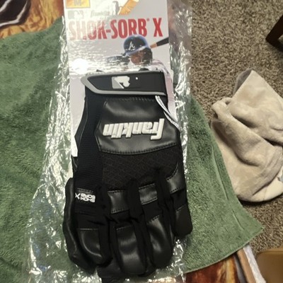 Franklin Shok-Sorb X Men's Batting Gloves Black Medium Synthetic Full Finger