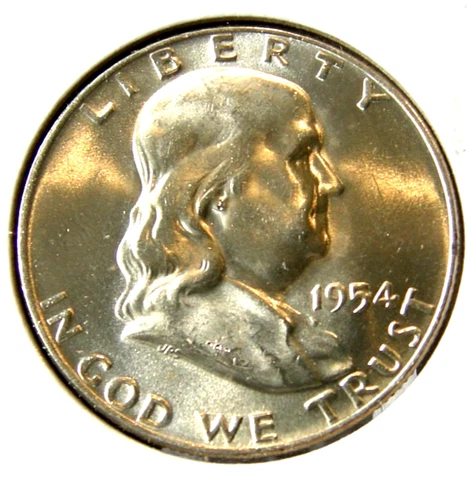 1954-D SILVER FRANKLIN HALF DOLLAR 90% Silver UNCIRCULATED UNC LUSTER 50c