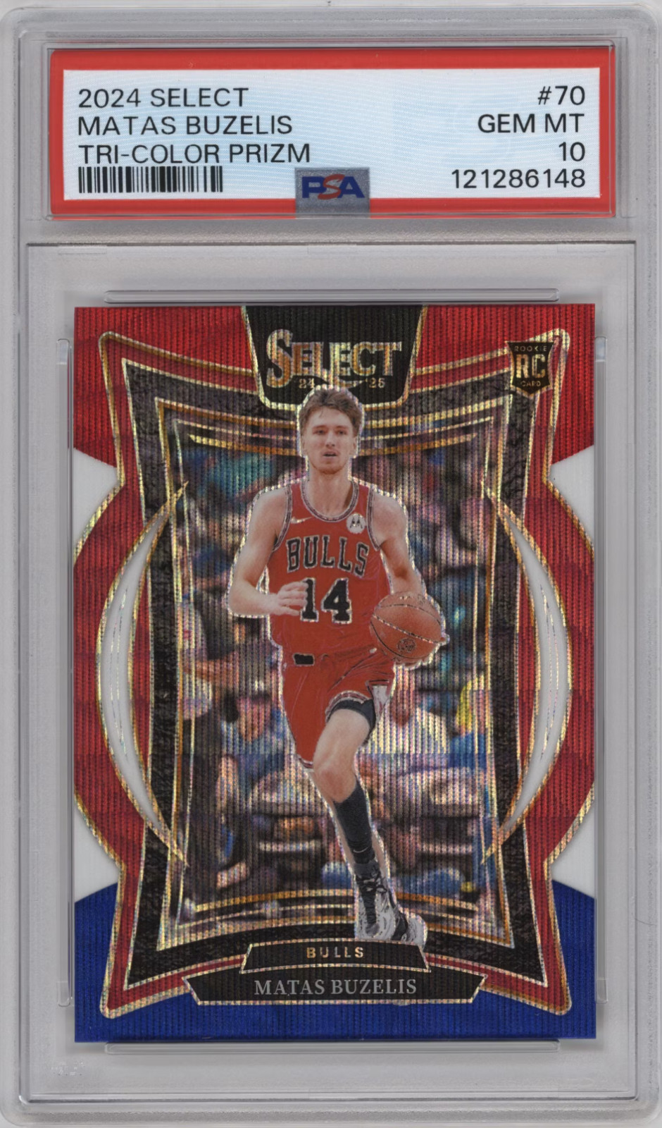 2024-25 Select Matas Buzelis Concourse RC Tri-Color Prizm #70 PSA 10 Gem Mint