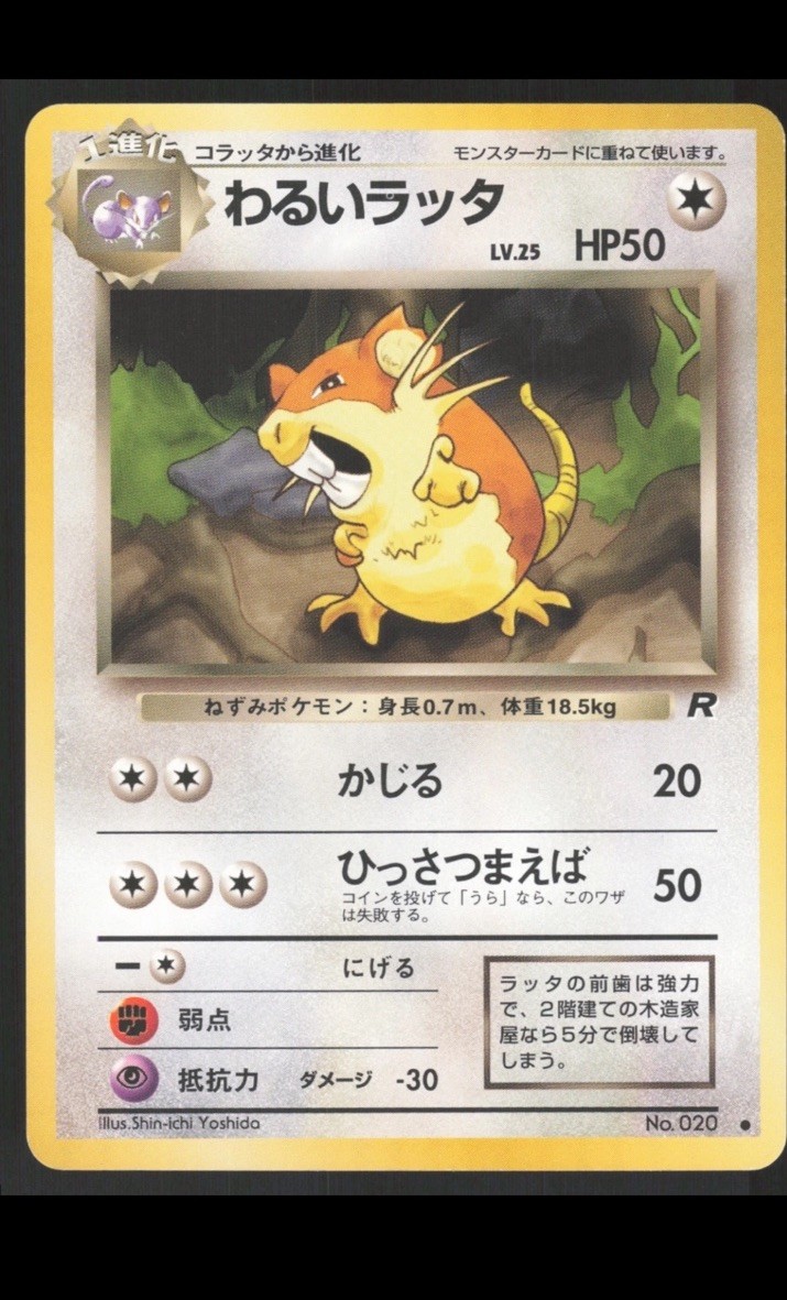 Pokémon Japanese Dark Raticate Team Rocket No. 020 NEAR MINT Free Ship 🔥