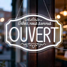 OUVERT Insegne Luminose, Insegna LED Siamo Aperto per Negozi, Luce Al Neon LED B