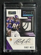 2018 Panini Playbook RANDY MOSS Xs & Os Game Worn Viking Horn Patch Auto #d 1/1