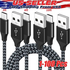 Braided USB C Type-C Fast Charging Data SYNC Charger Cable Cord 3/6/10FT Lot