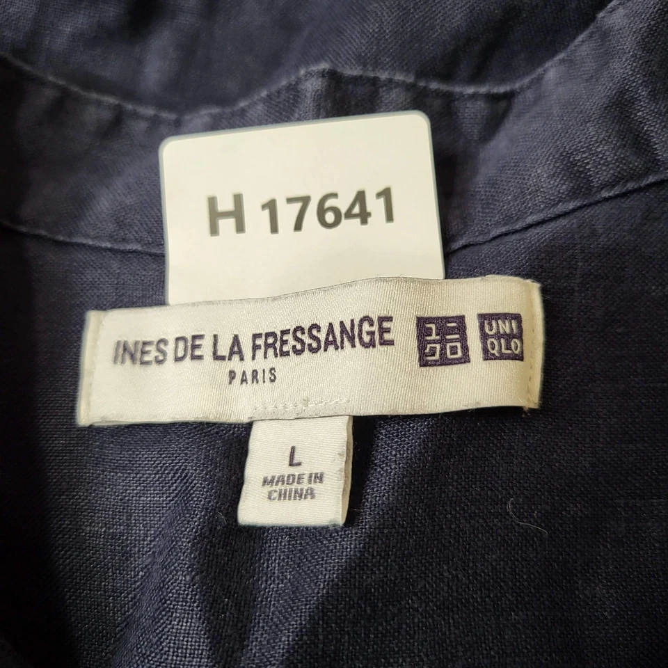 Camisa con botones Uniqlo X Ines De La Fressange para mujer Lino azul marino Foto 2 de 4