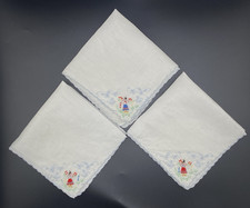 Lot of 3 Madeira Embroidered Handkerchiefs Portuguese Girls in Folk Dresses
