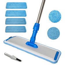 17.5'' Microfiber Mop for Floor Cleaning-Blue Flat Floor Mop with 58'' Stainl...