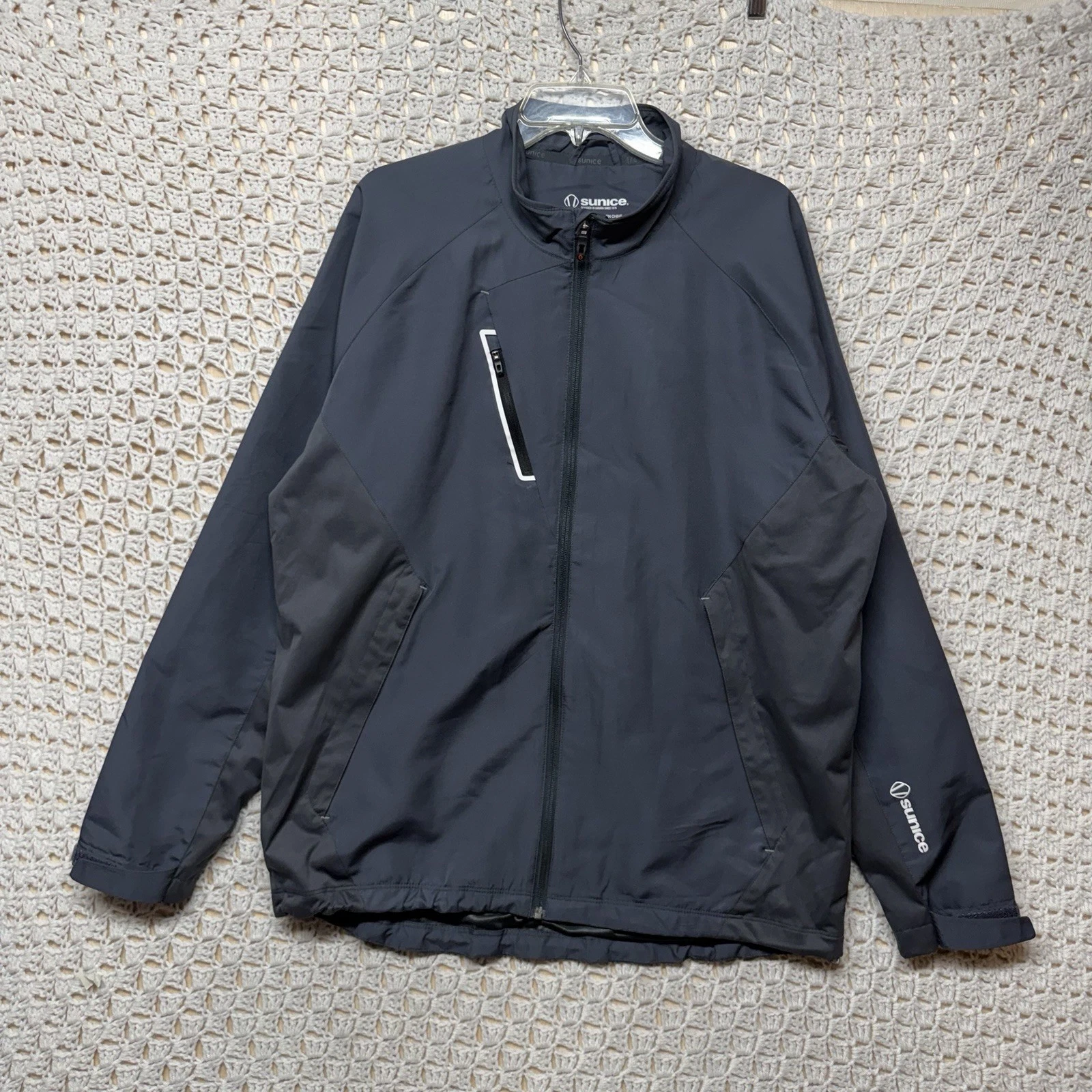 Sunice jacket Mens Large Gray Golf windbreaker full Zipper lightweight Coat