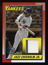 2025 Topps Baseball Jazz Chisholm Jr. 1990 Style Relic Card T90R-JCJ Gold 13/50