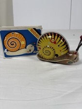 Vintage Tin Litho Wind Up Snail Toy w/ Box China No Key Retro Clockwork