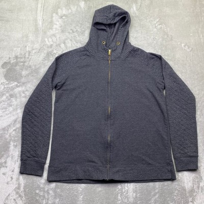 Camp David Mens XL Full Zip Hoodie Charcoal Gray Quilted Sleeve Sweatshirt
