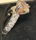Champagne Diamond Ring set in 18k white gold. sz. 6/ Diamond band — photo 5