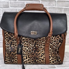 Badgley Mischka Weekender Travel Bag Leopard Cheetah Print Leather