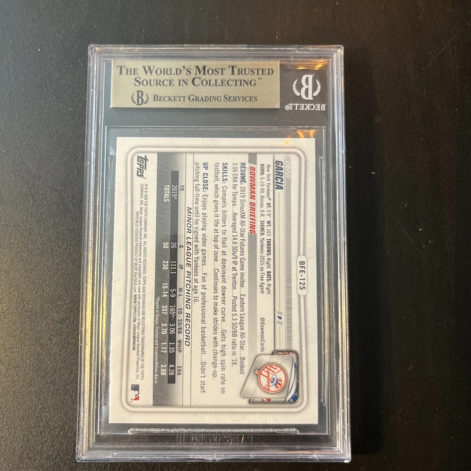 2020 Bowman 1st Edition Sky Blue Foil Deivi Garcia #BFE-125 BGS 9.5 Gem Mint RC - Image 2 of 2