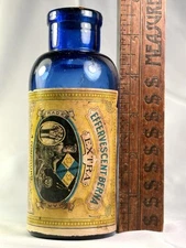 RARE COBALT BLUE BOTTLE EFFERVESCENT BERNA BOTTLE L BERNAGOGGI NEW YORK MEDICINE