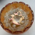 MILLERSBURG BLACKBERRY WREATH Footed MARIGOLD CARNIVAL GLASS ROUND BOWL 5”