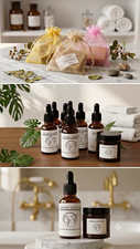 Luxury Hair And Body Care Essential Oil Amber Dropper Bottles & Jar, Organic