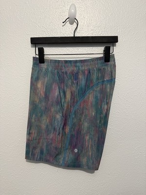 Lululemon Pace Breaker Shorts Mens Large Blue Space Dye Heathered Lined 7 Inch